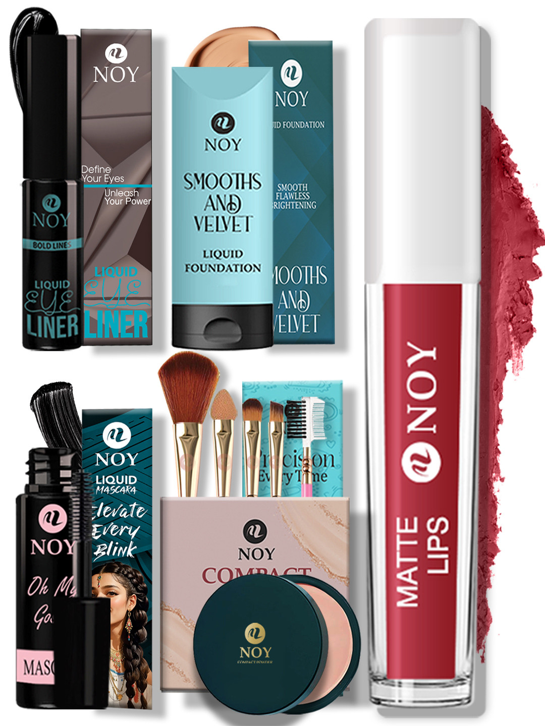 NOY 10-Piece Ultimate Makeup Kit for Flawless Skin and Bold Lips