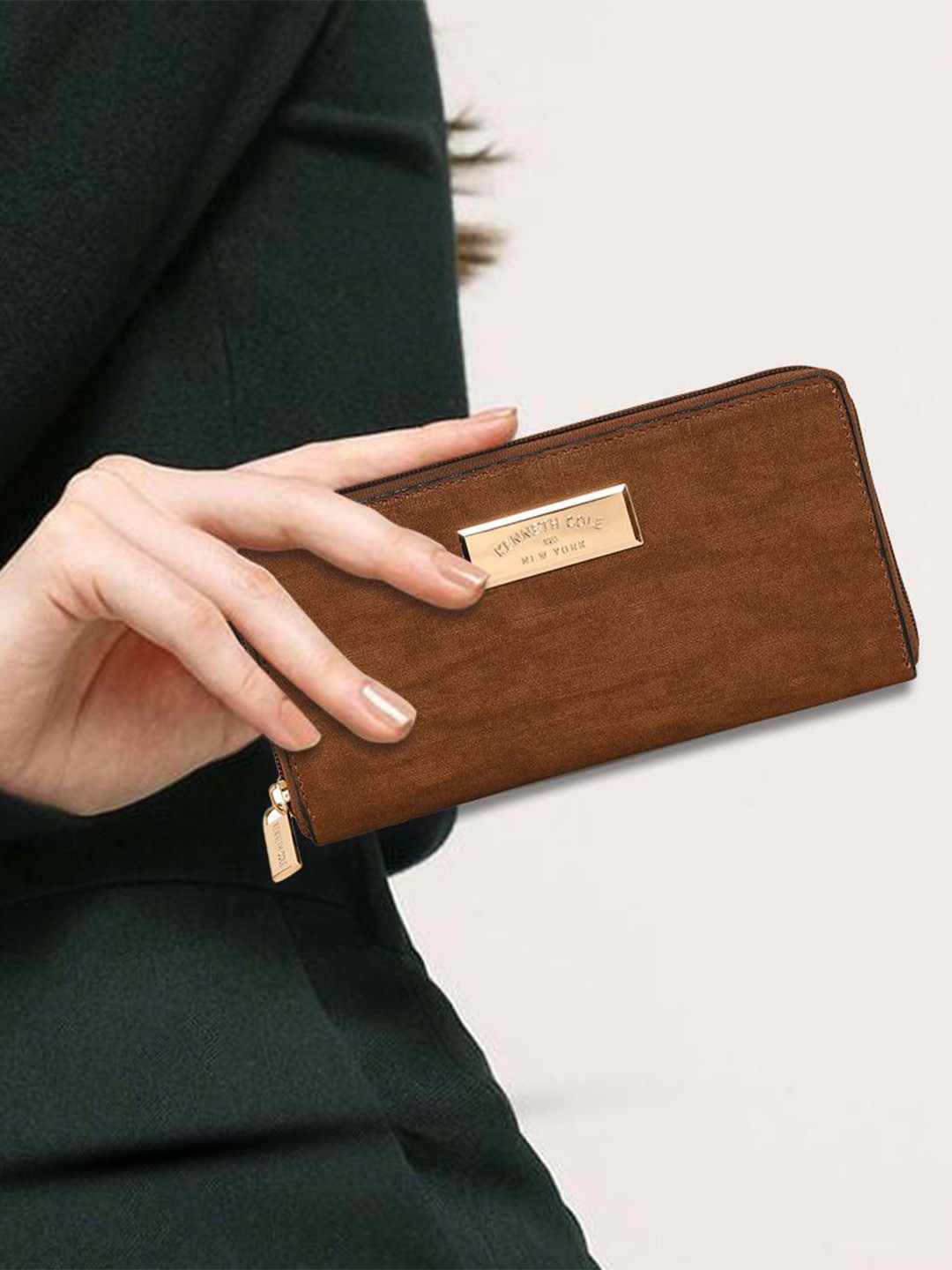 Kenneth Cole Women Textured PU Zip Around Wallet