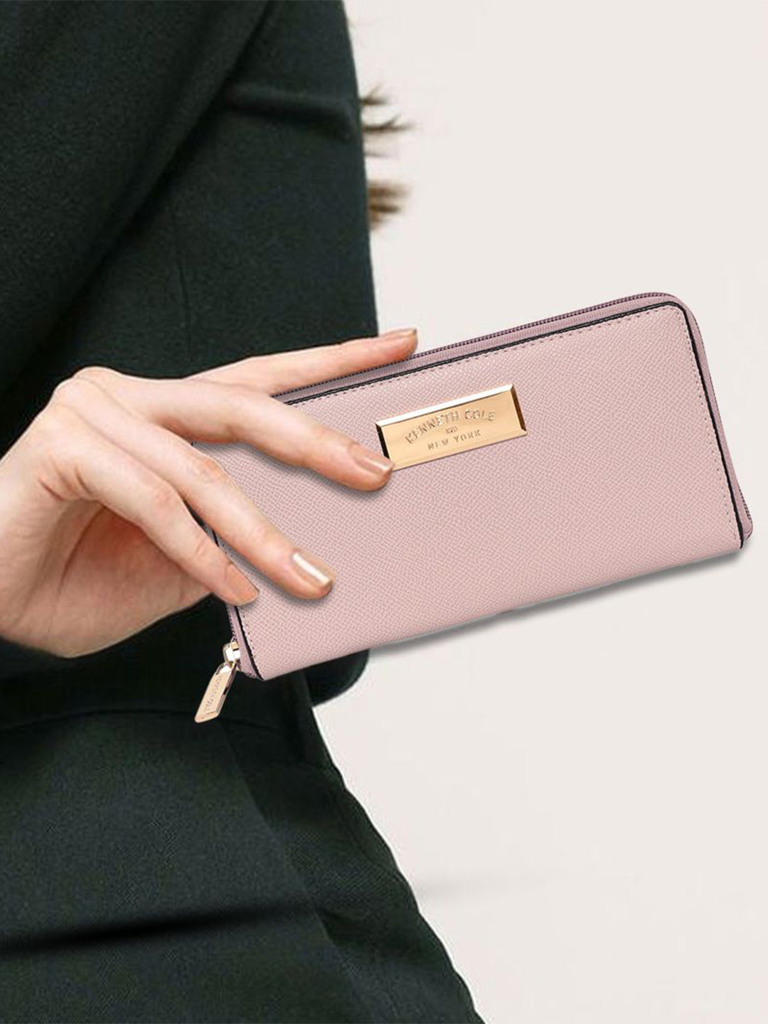 Kenneth Cole Women Textured PU Zip Around Wallet