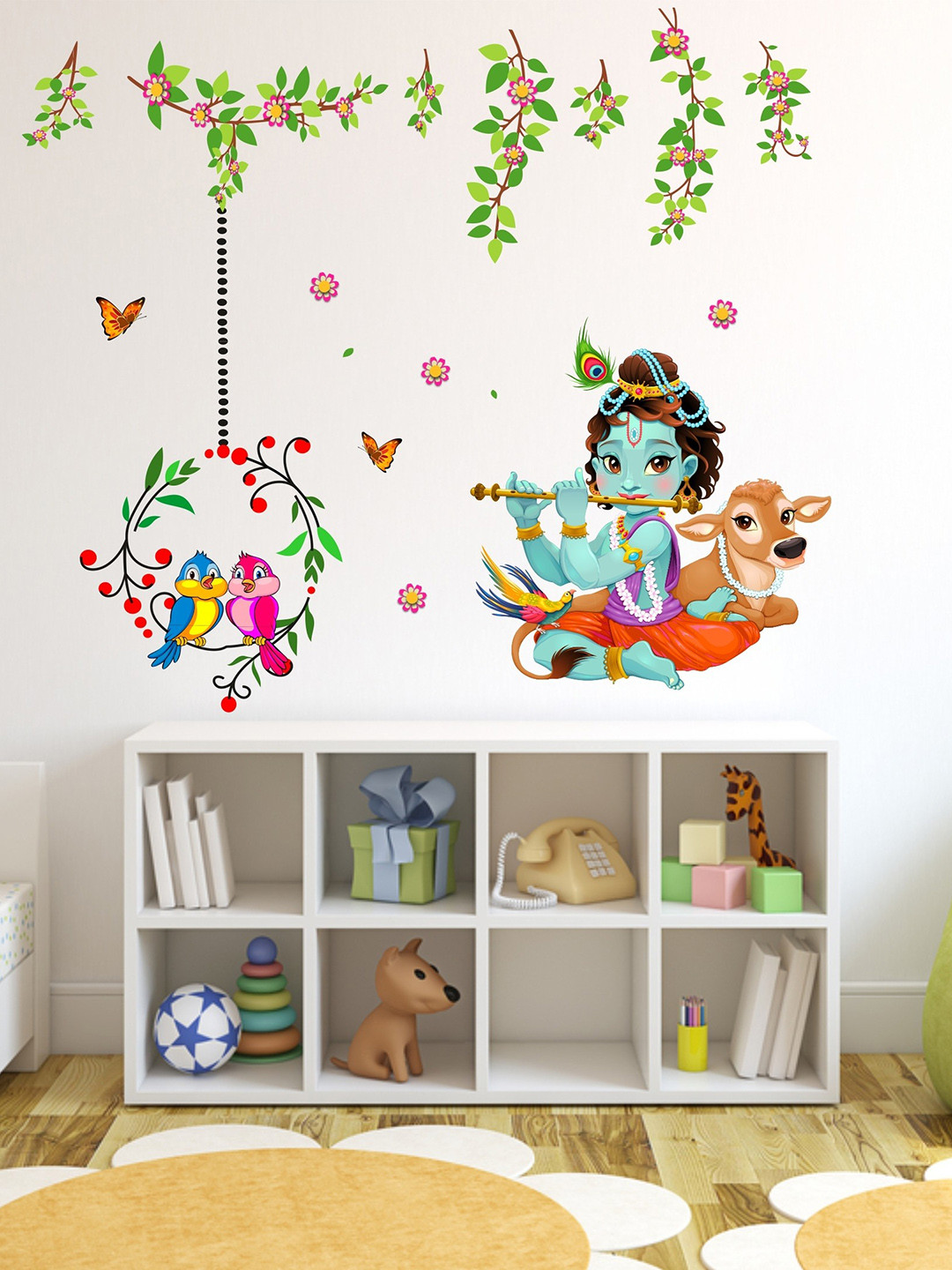 LANSTICK Green & Blue Printed Splash Proof Wallpaper