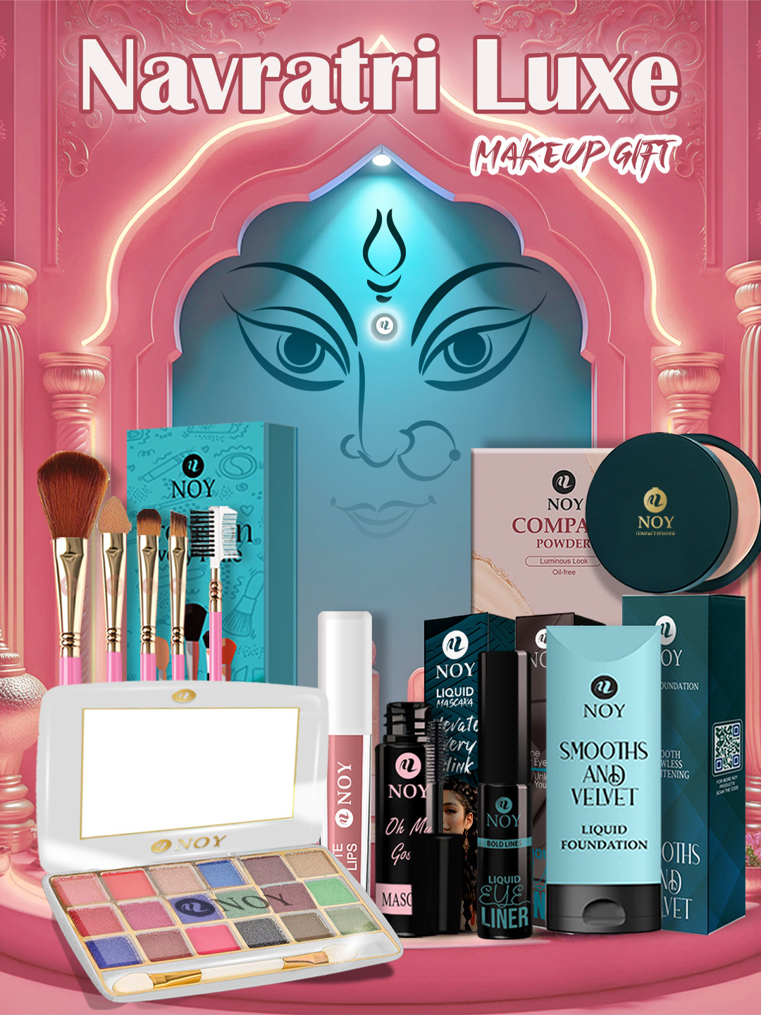 NOY All-in-One 11 Pcs Makeup Set with Foundation, Lipstick & Brushes