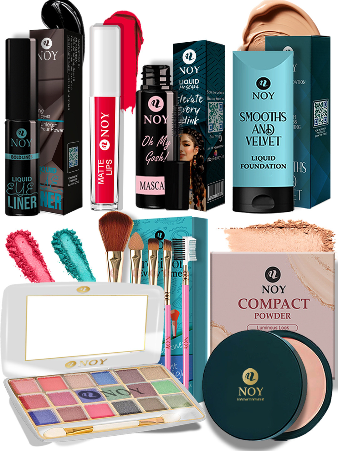 NOY Makeup Combo set 11 PCS Flawless Look with Foundation, Mascara & Lipstick Combo
