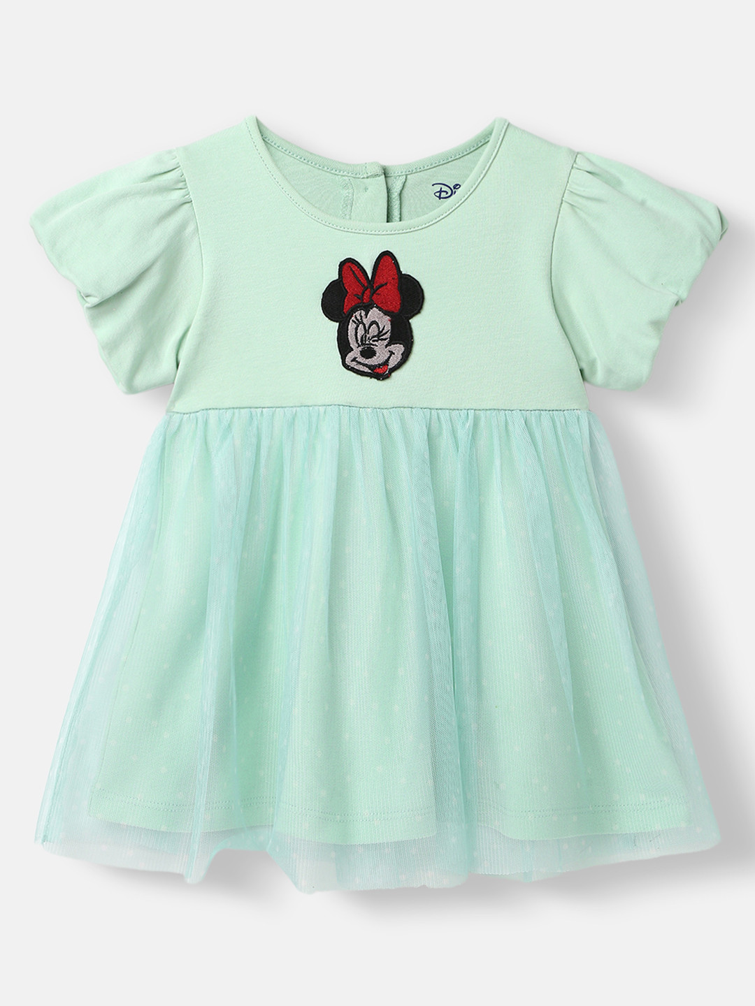 NautiNati Disney Infants Party Dress with Minnie Mouse Embroidered Puff Sleeve