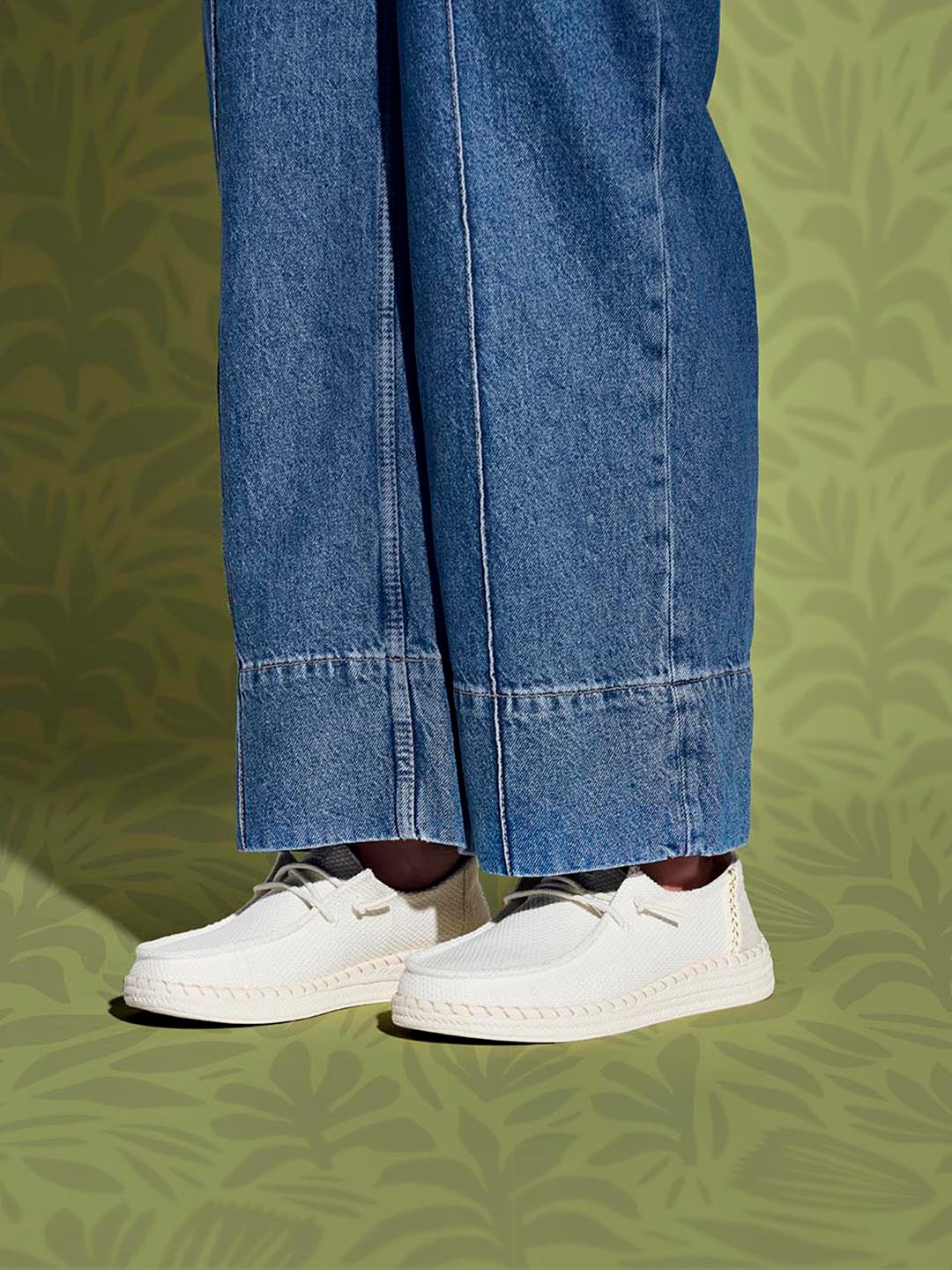 HEYDUDE Women Wendy Woven Design Slip-on Stretch-Lace Espadrilles