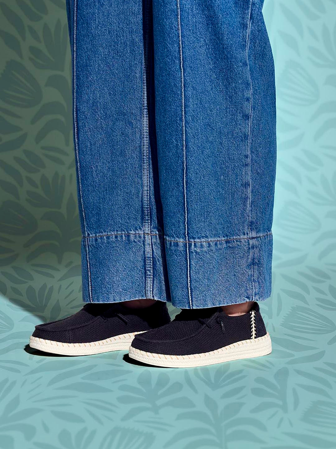 HEYDUDE Women Wendy Woven Design Slip-on Stretch-Lace Espadrilles