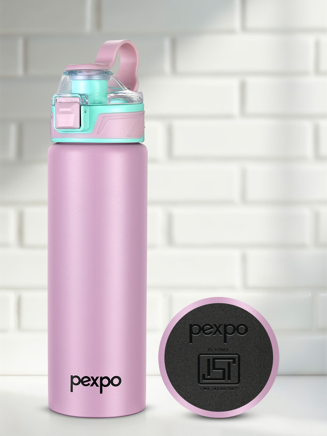 Pexpo Arctic Stainless Steel Single Wall Vacuum Water Bottle With Flip Top Cap 800 ml