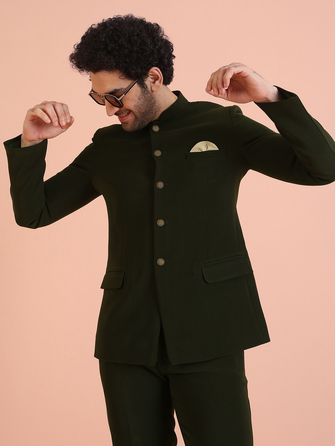 KISAH Men Solid Dyed Jodhpuri Bandhgala Blazer
