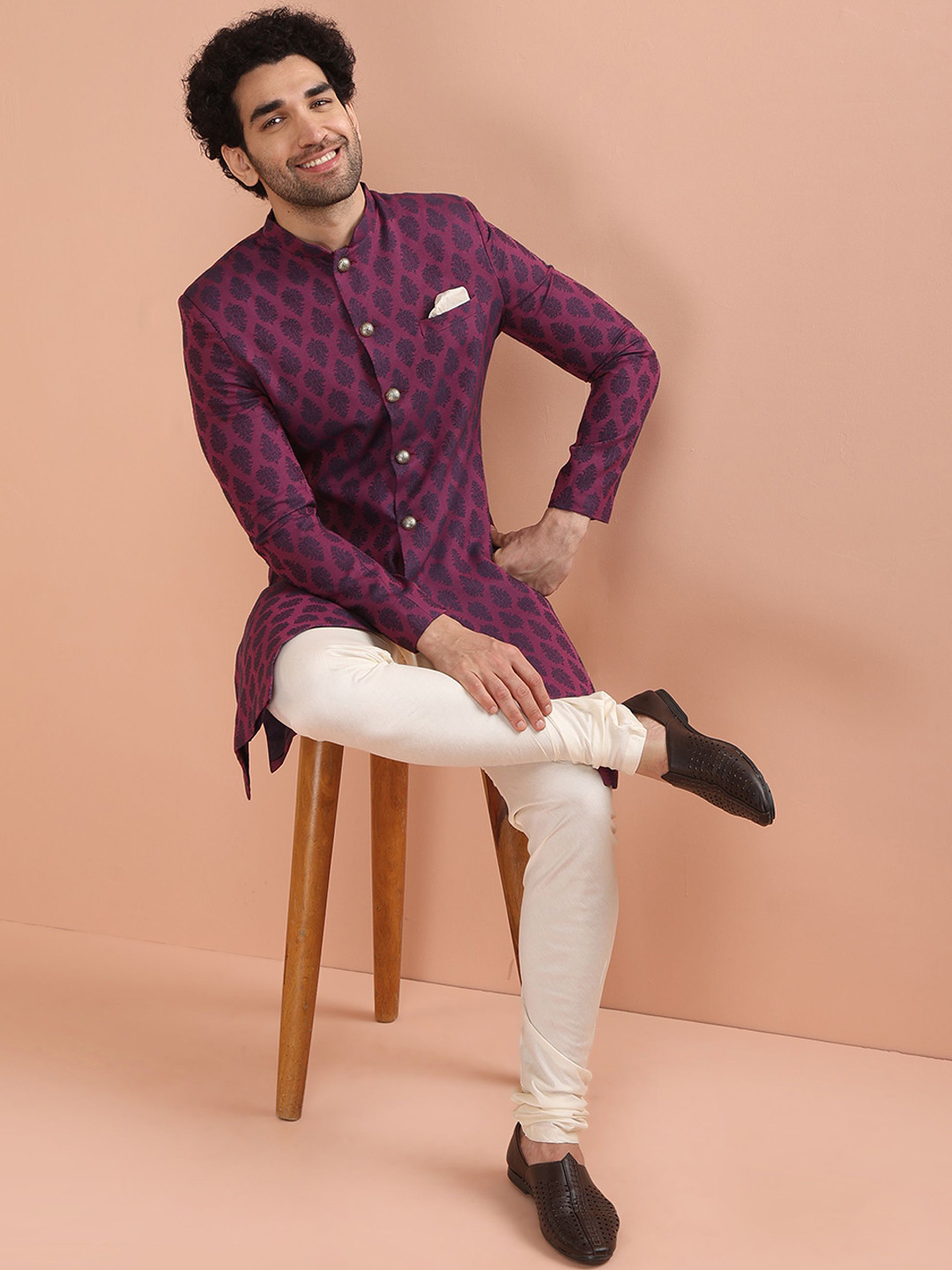 KISAH Jacquard Indowestern Sherwani Churidar Set