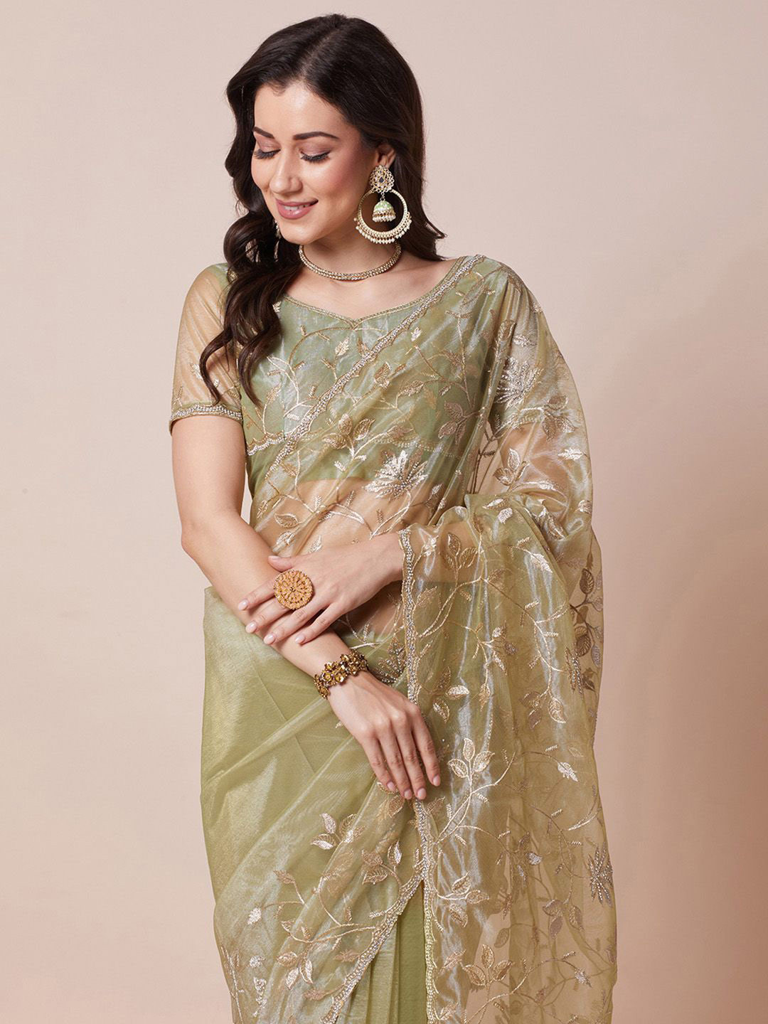 House Of Pataudi Women Embellished Net Saree