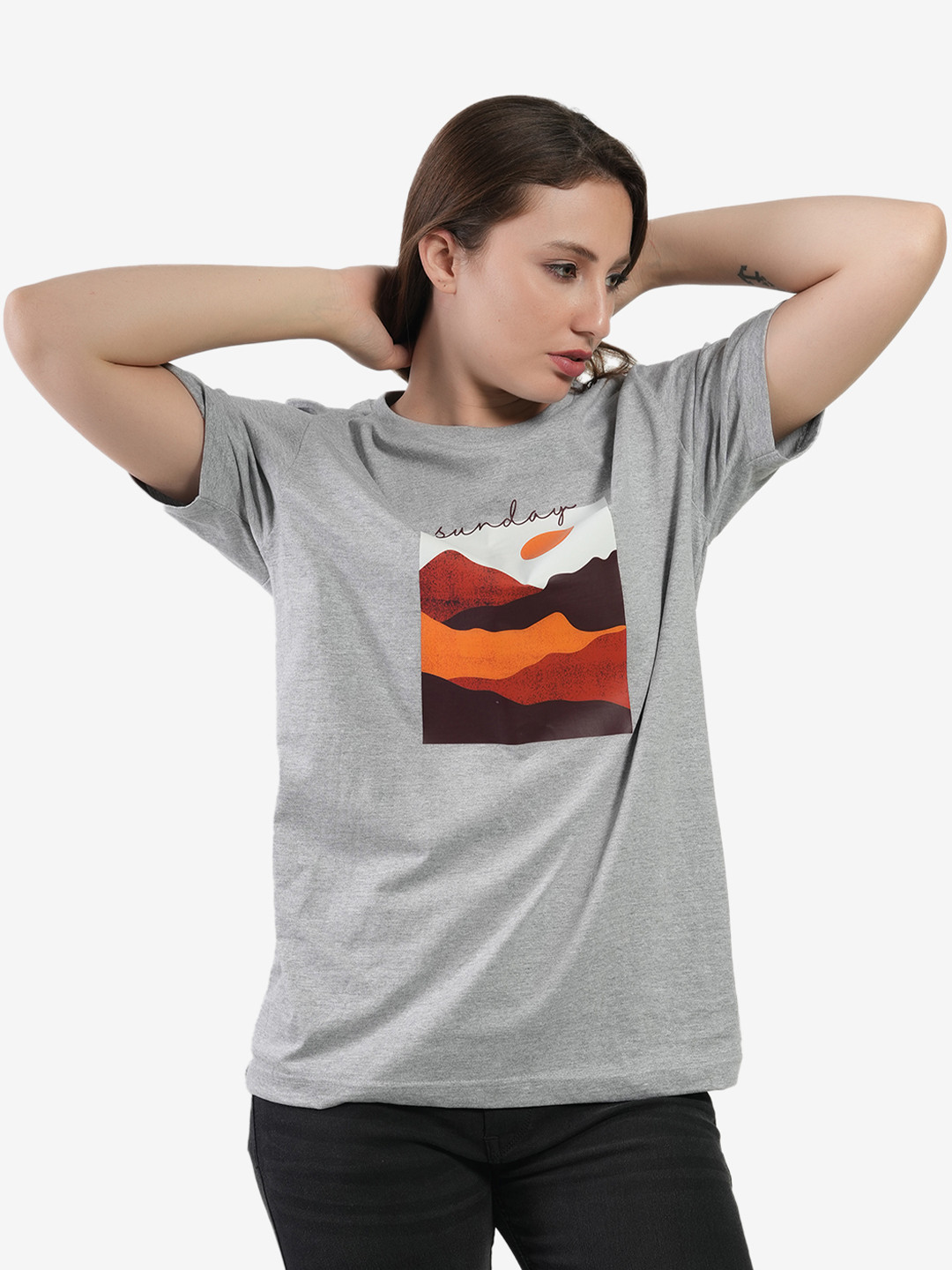 AgAtelier Women Typography Printed Cut Outs T-shirt