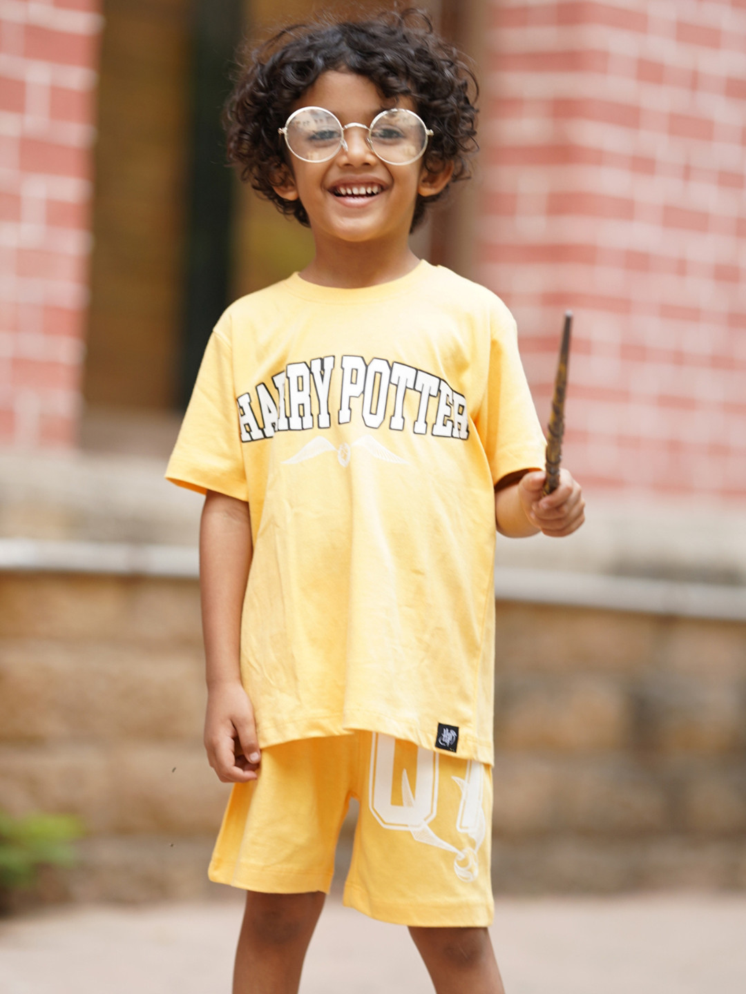 Nap Chief Kids Harry Potter Classic Emblem Printed Pure Cotton T-Shirt With Shorts