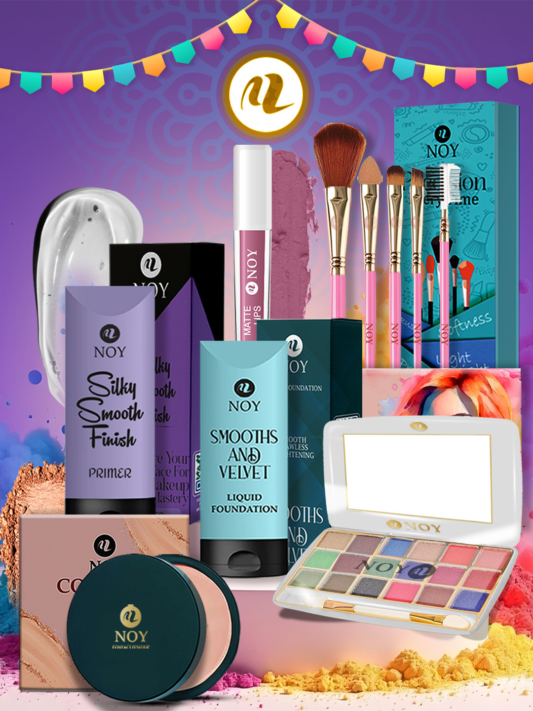 NOY Full Makeup Kit with Lipstick, Compact, Foundation & Brushes