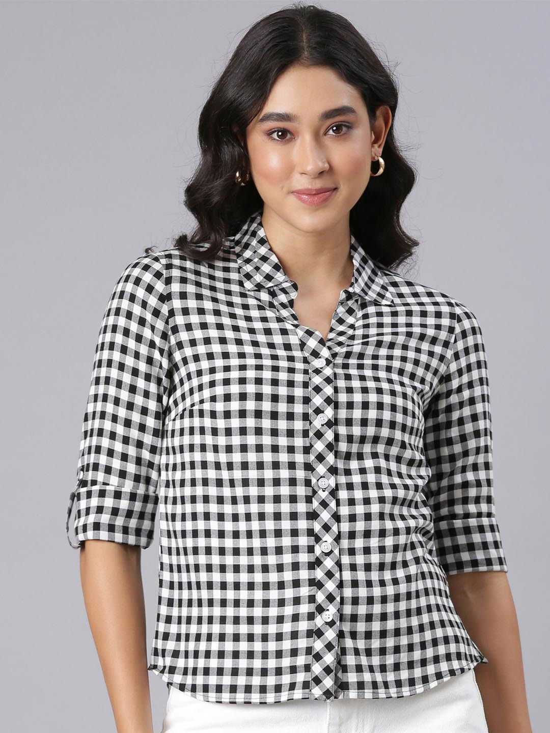 TWIN BIRDS Women Gingham Checked Casual Shirt