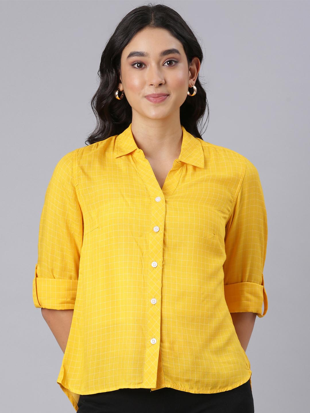 TWIN BIRDS Women Windowpane Checks Checked Casual Shirt