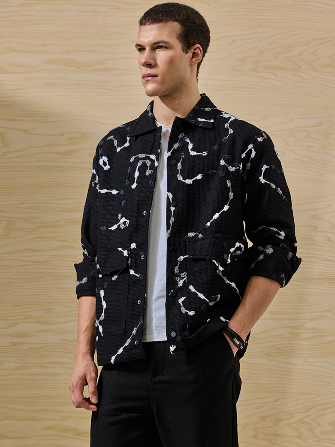 Snitch Abstract Spread Collar Jacket