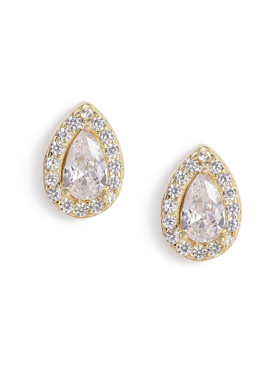 Luxevogue Women 18K Gold plated 925 Sterling Silver Tear Drop Stud Earrings