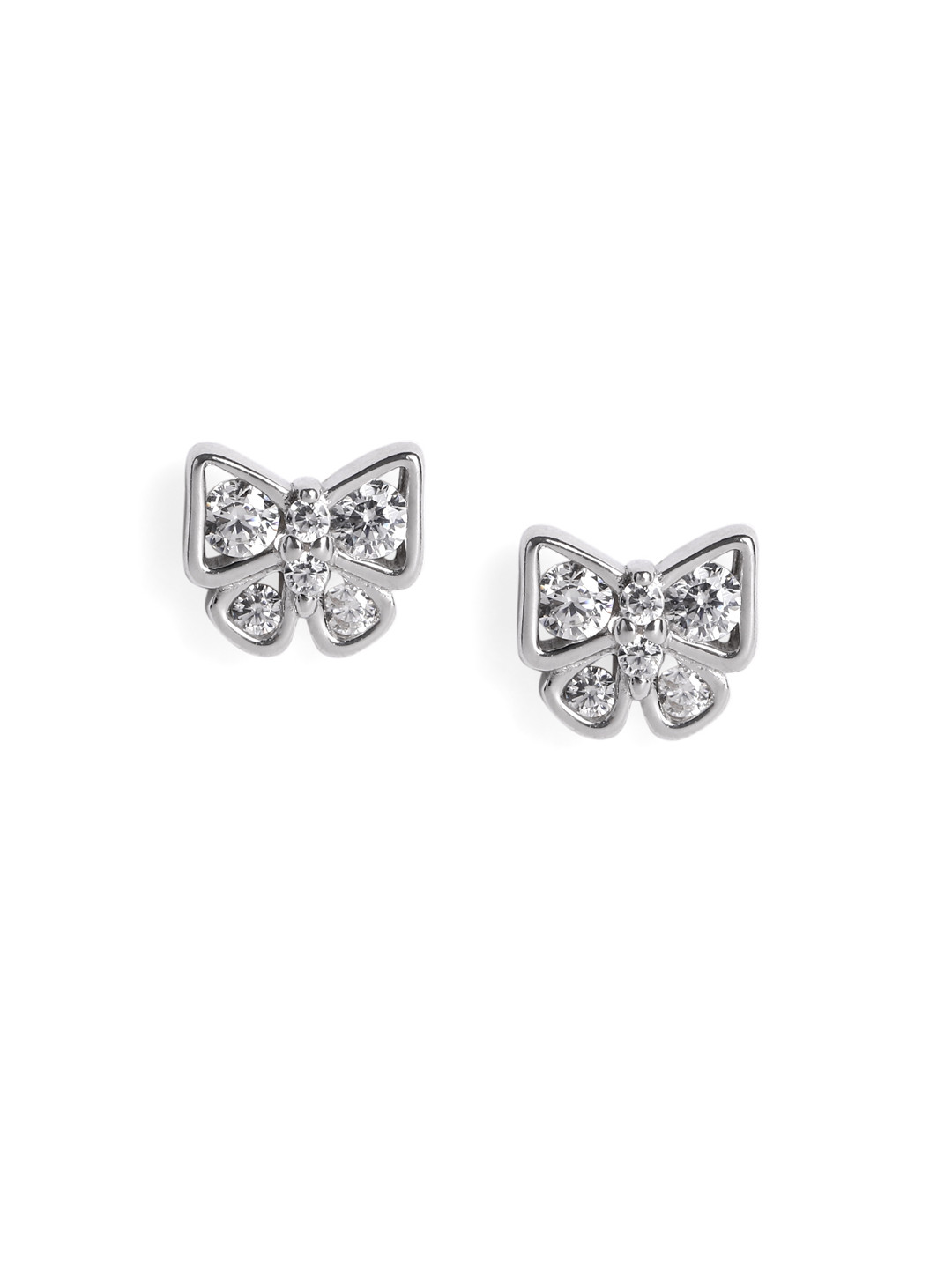 Luxevogue Rhodium Plated Anti Tarnish 925 Sterling Silver Butterfly Stud Earrings