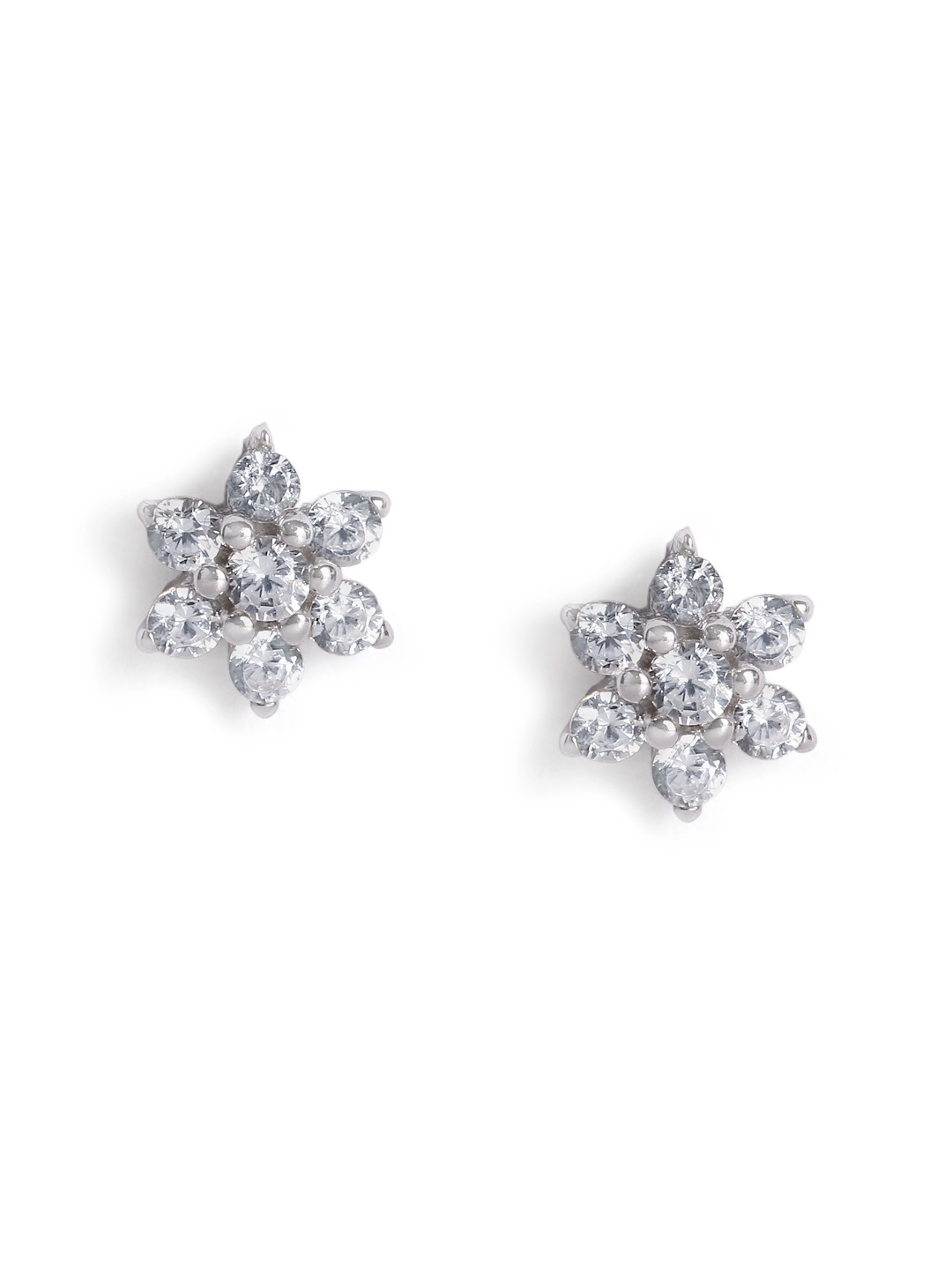Luxevogue Rhodium Plated Anti Tarnish 925 Sterling Silver Snowflake Stud Earrings
