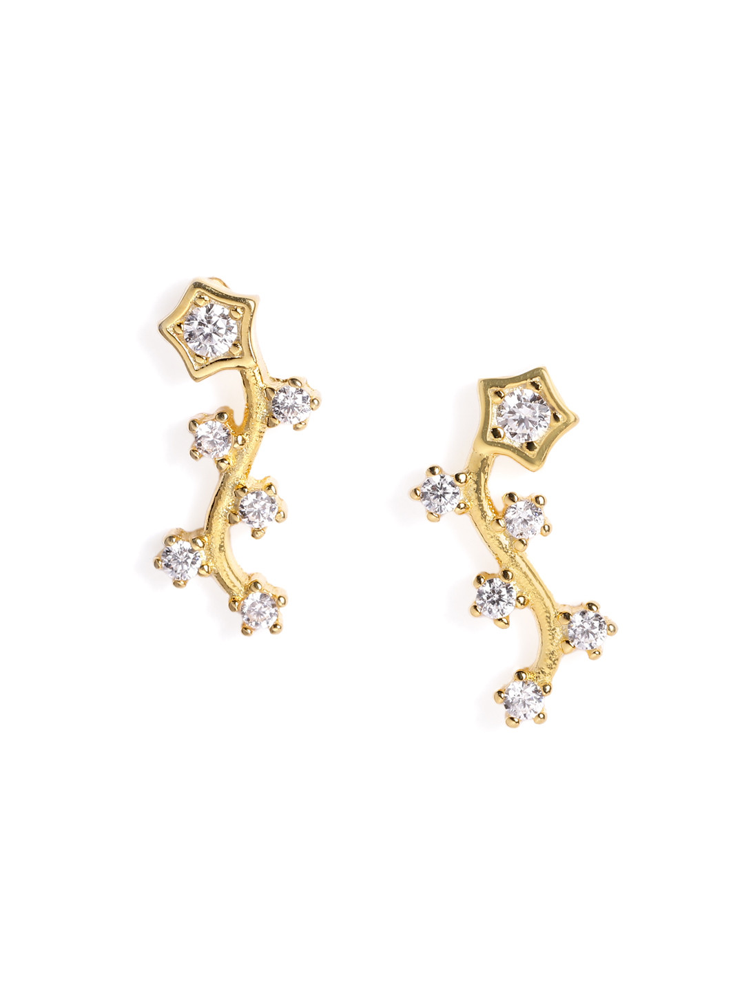 Luxevogue 18K Gold Plated 925 Sterling Silver Star Vine Stud Earrings