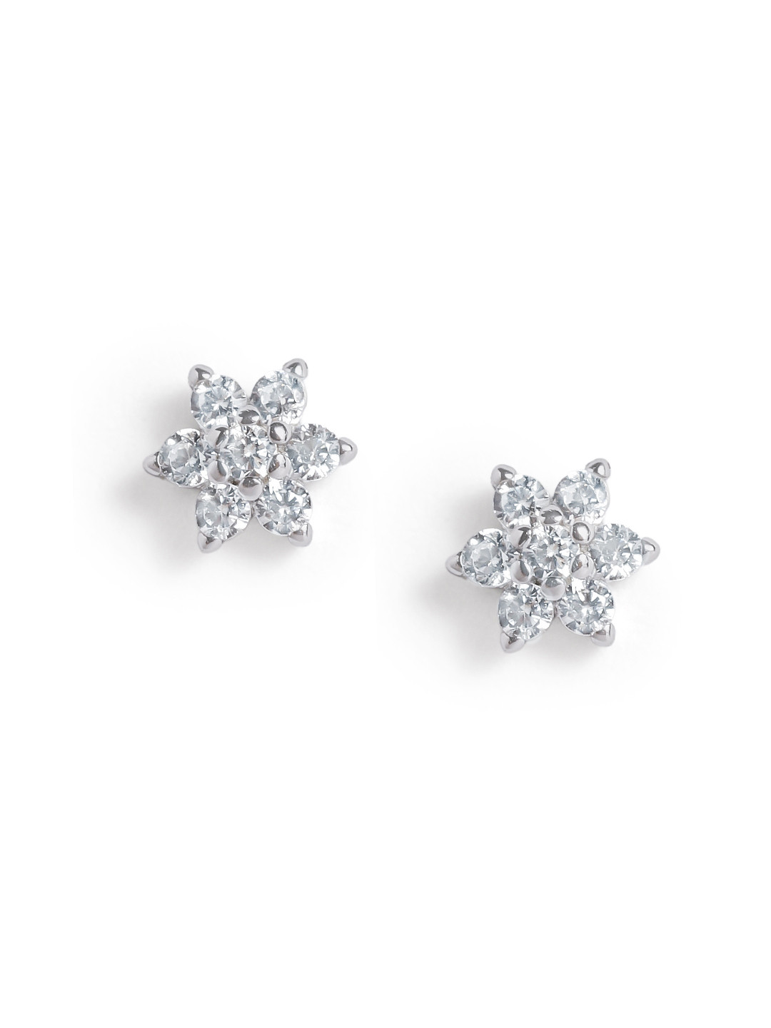 Luxevogue Rhodium Plated Anti Tarnish 925 Sterling Silver Snowflake Stud Earrings