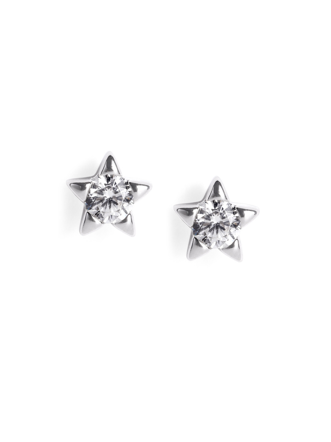 Luxevogue Rhodium Plated Anti Tarnish 925 Sterling Silver Star Shaped Stud Earrings