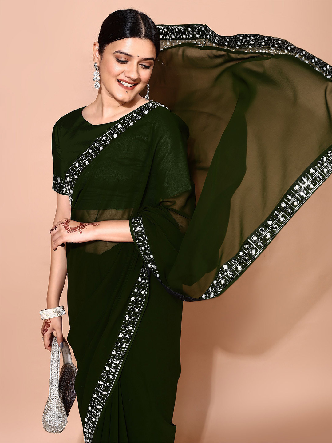 Leelavati Pure Chiffon Embellished Saree For Women's