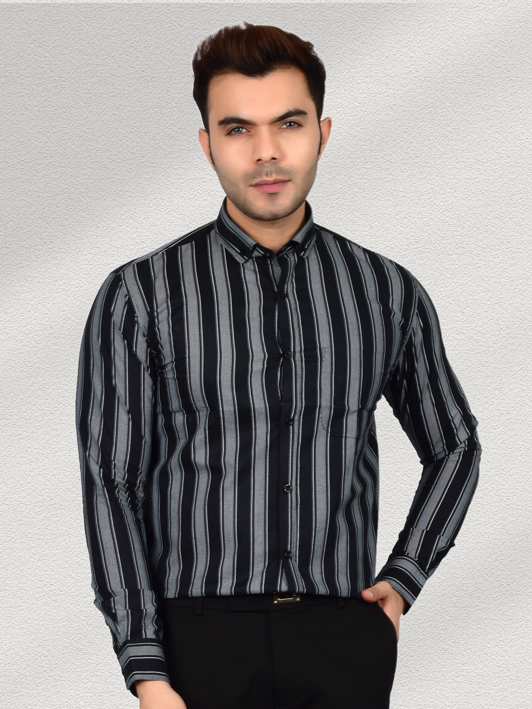 Heed Attentive Classic & Timeless Standard Striped Spread Collar Shirt