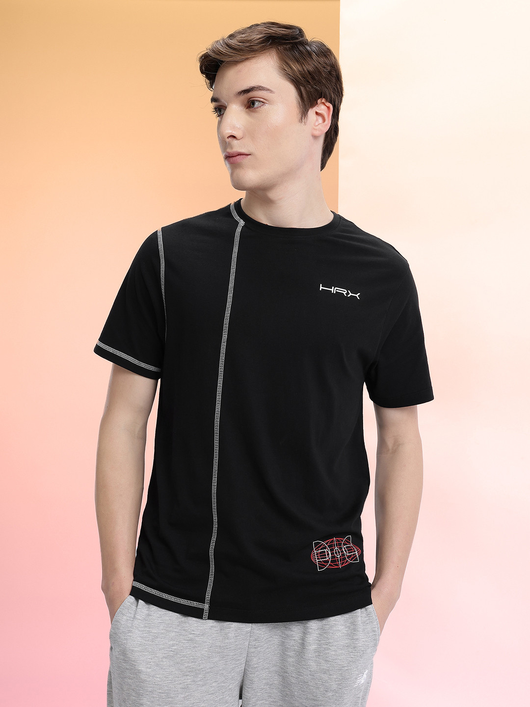 HRX by Hrithik Roshan Men Contrast Stitch T-shirt