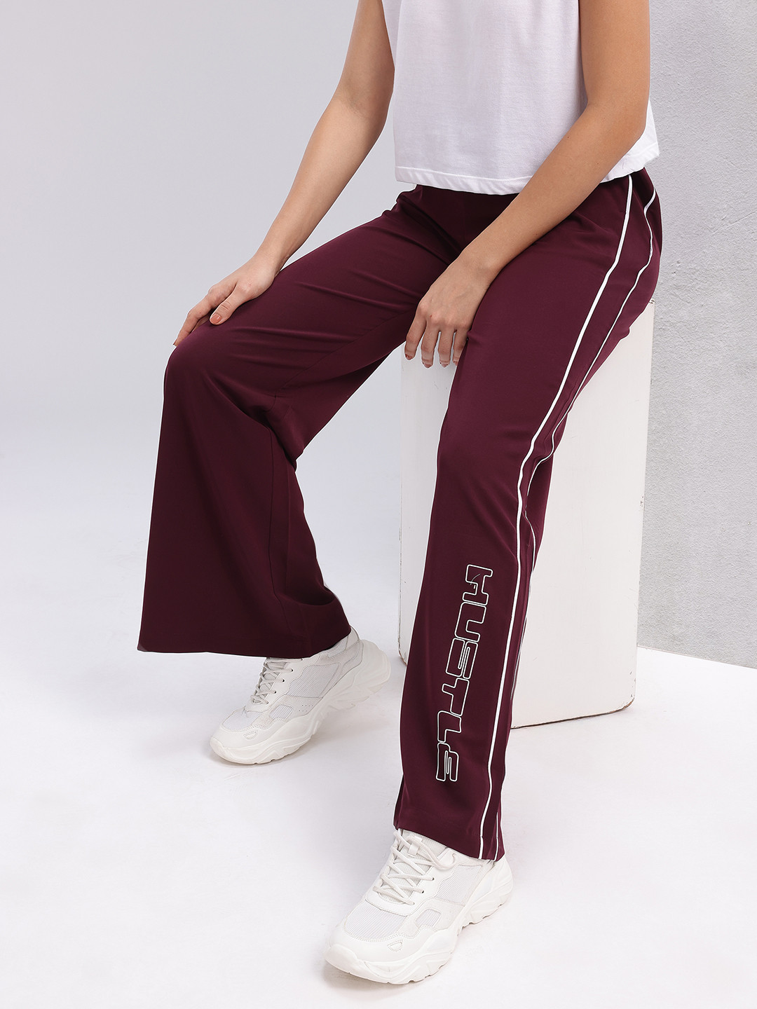 HRX by Hrithik Roshan Women Typography Print Side Stripe Track Pants