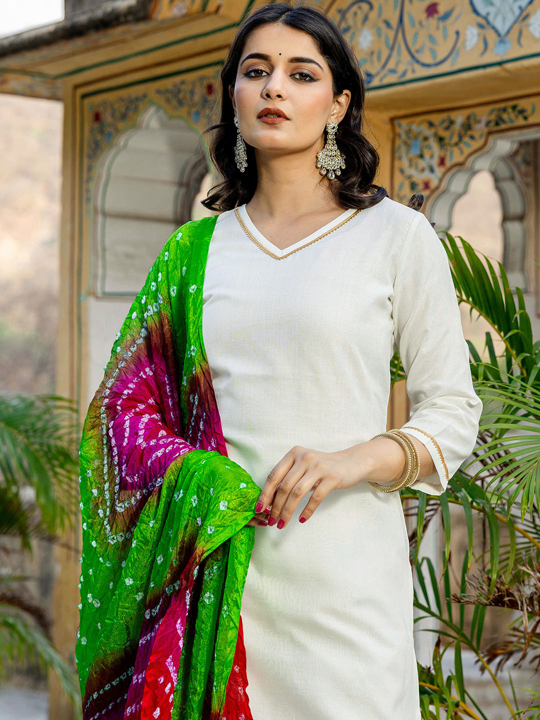 SANISA Women Solid Kurta with Trousers & Dupatta