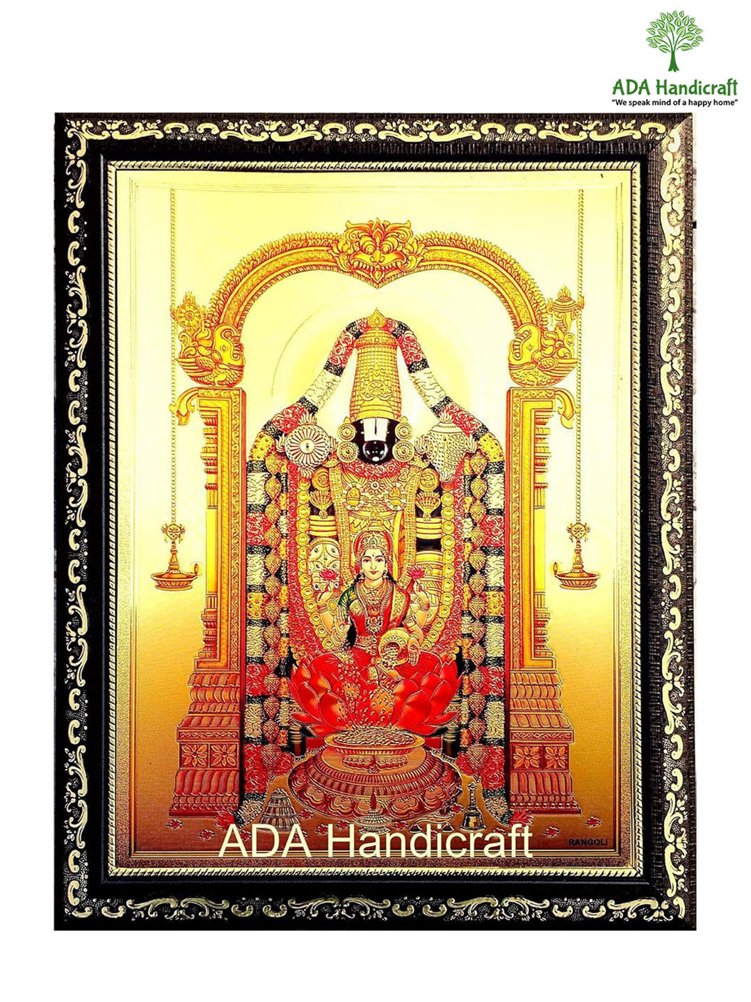 ADA Handicraft Orange Coloured & Yellow Balaji Religious Wooden Wall Art