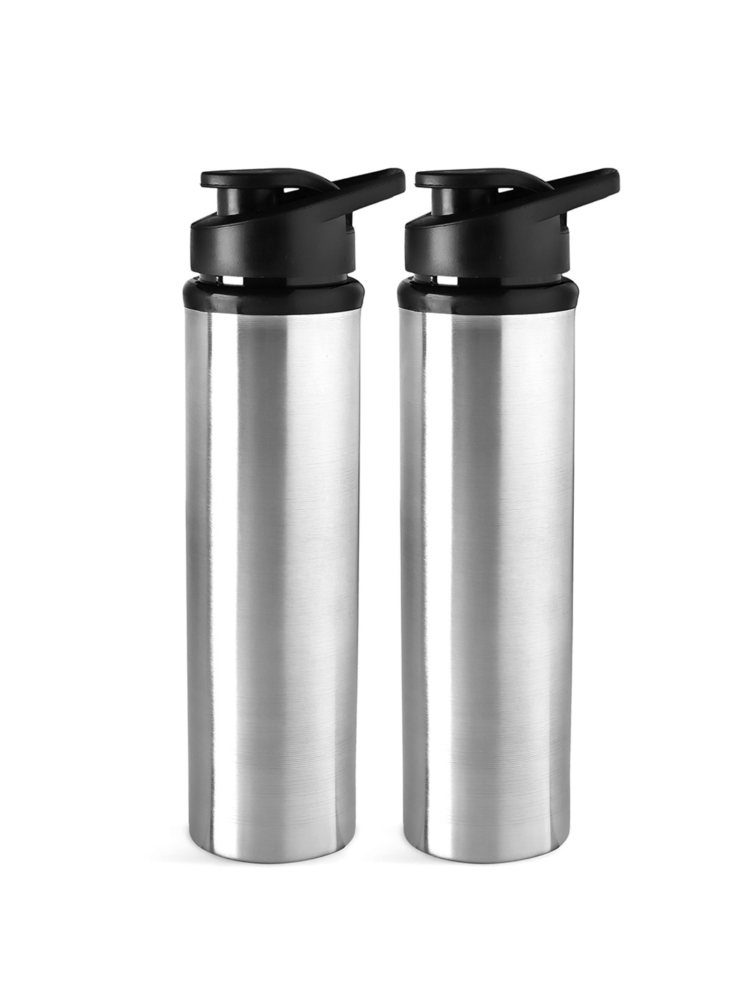 Kuber Industries Silver Solid Stainless Steel Flip Top 2 Piece Water Bottle - 700ml