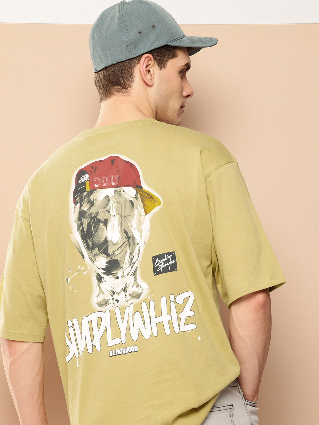 FROSEN FOX Graphic Printed Drop-Shoulder Sleeves Oversized T-shirt