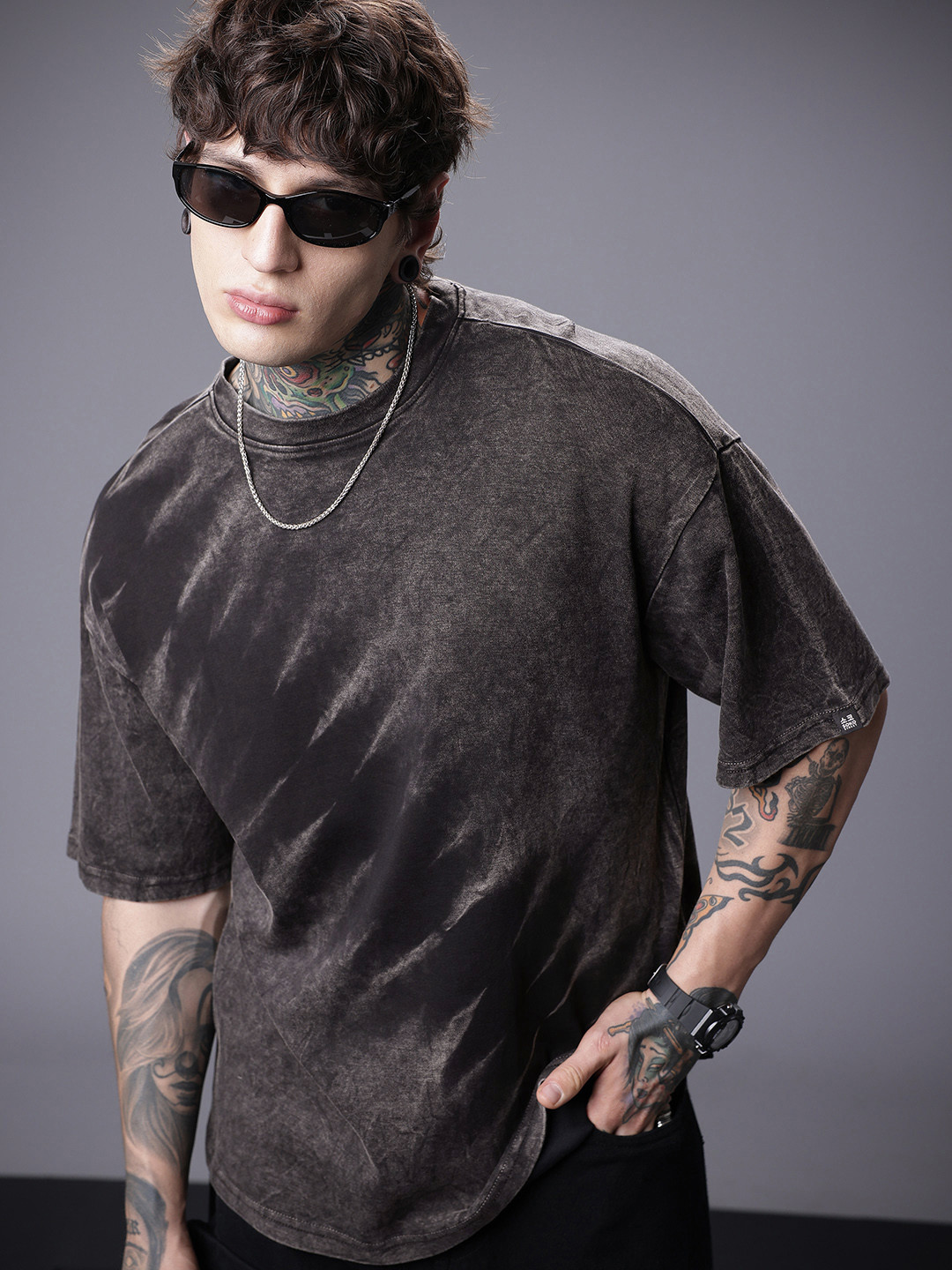 SOKO STREET  Tie and Dye Dyed Drop-Shoulder Sleeves Pure Cotton Oversized T-shirt