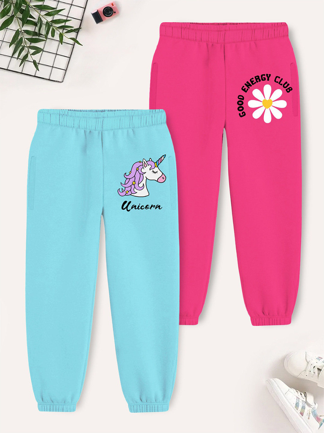 YK X Trampoline Girls Pack Of 2 Printed Mid-RiseJoggers