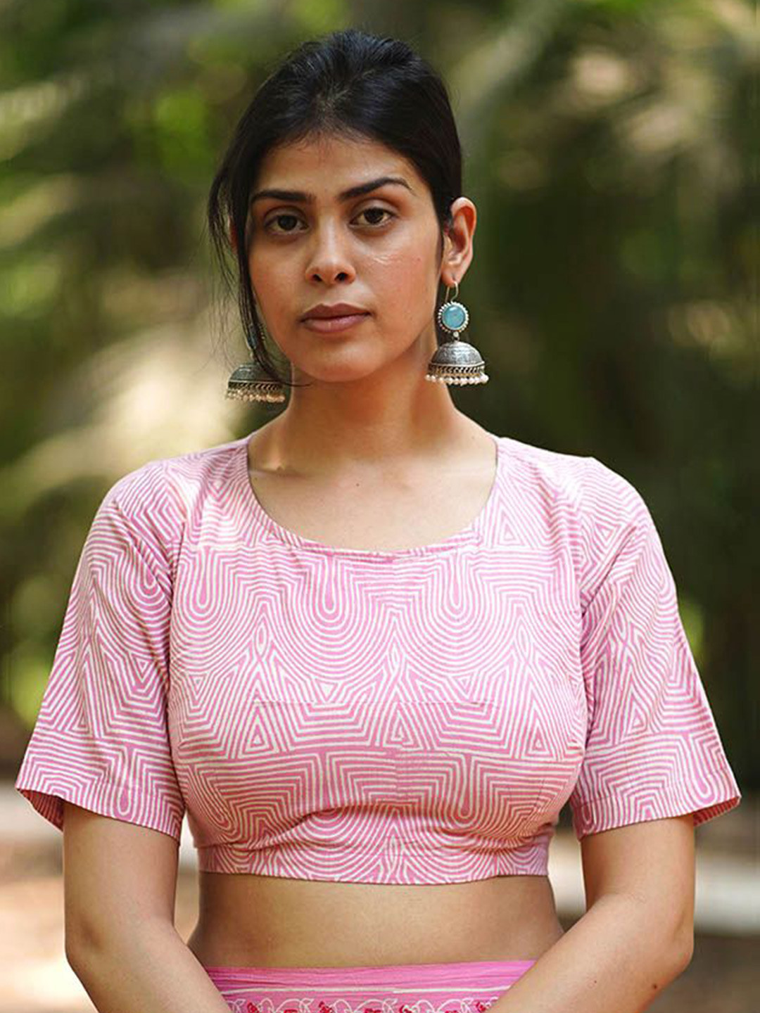 Chidiyaa MMG Gardenias Glow Blush Pink Handblock Printed Pure Cotton Saree Blouse