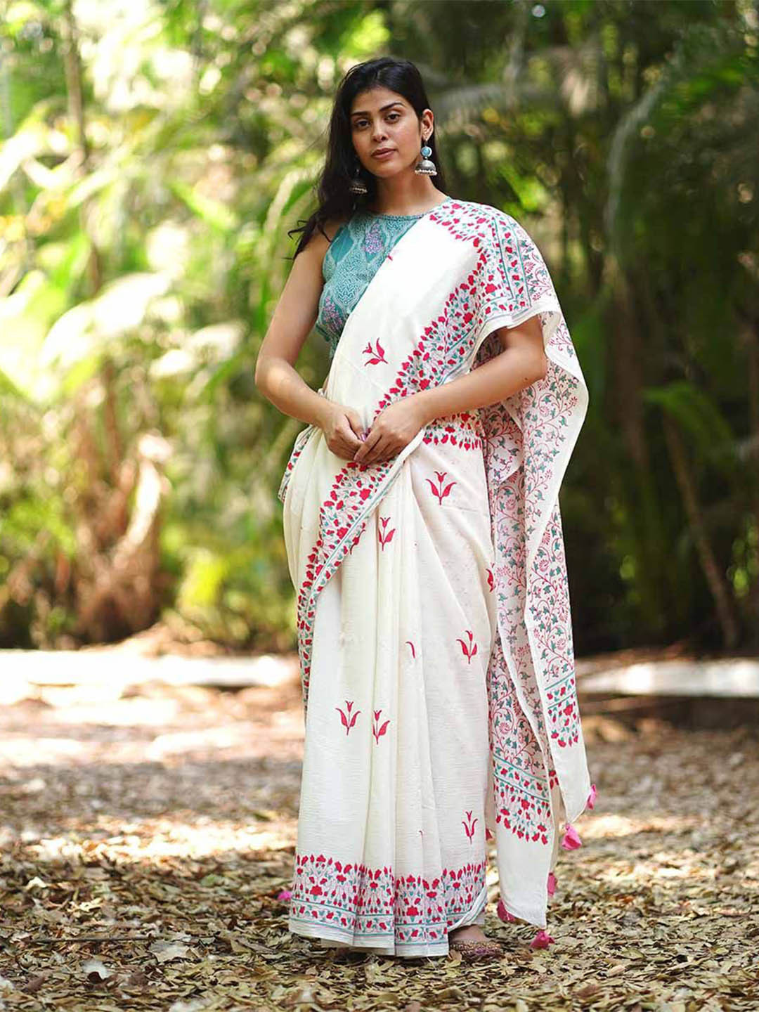 Chidiyaa MMG Perfection Ivory Block Printed Saree
