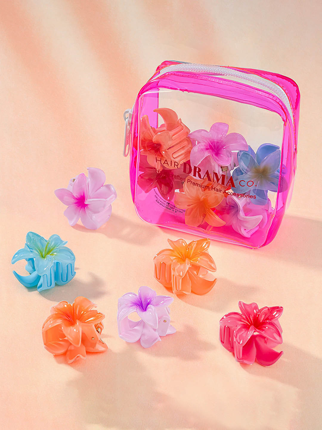 HAIR DRAMA CO. Set of 6 Floral Hair Claw Clips with Free Pouch
