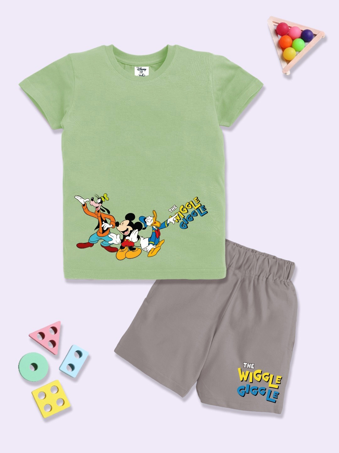 YK Disney Boys Mickey Mouse Clubhouse Printed Pure Cotton T-shirt with Shorts