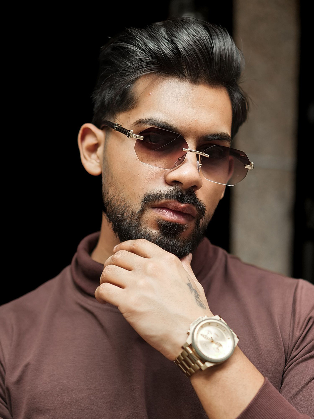 Urban Scissors Unisex Rectangle Sunglasses with UV Protected Lens NEO-BROWN-SUN