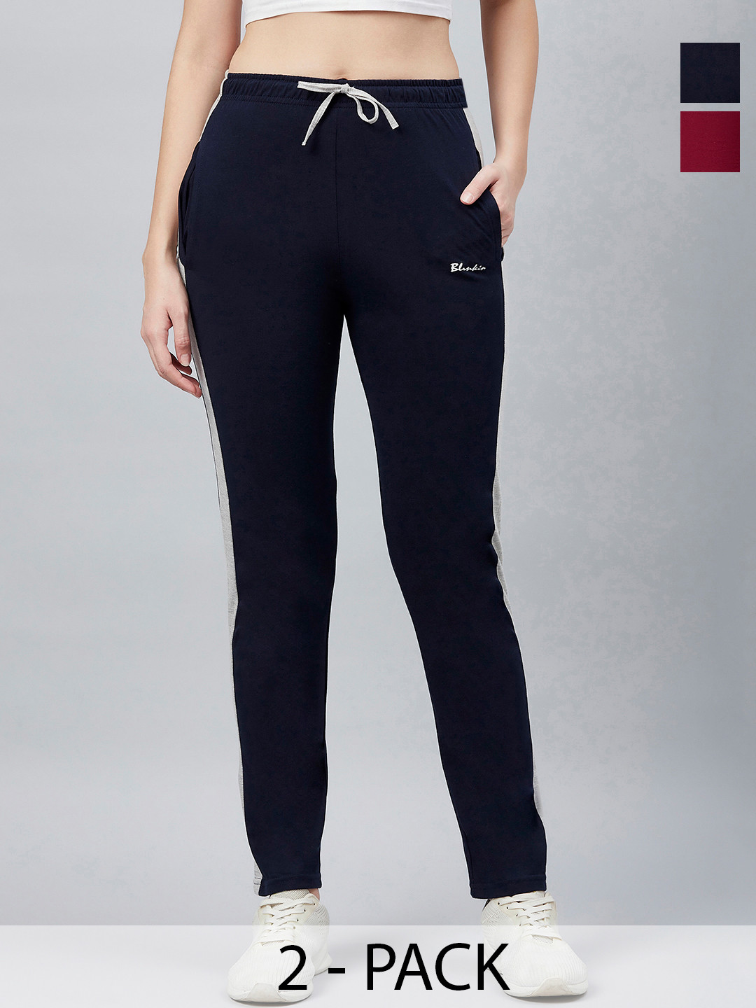 Blinkin Women Pack Of 2 High-Rise Colour-BlockedTrackPants
