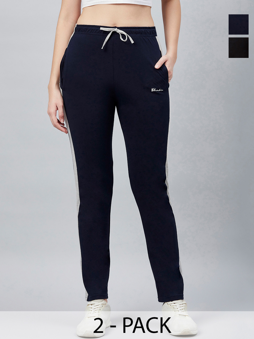 Blinkin Women Pack Of 2 High-Rise Colour-BlockedTrackPants