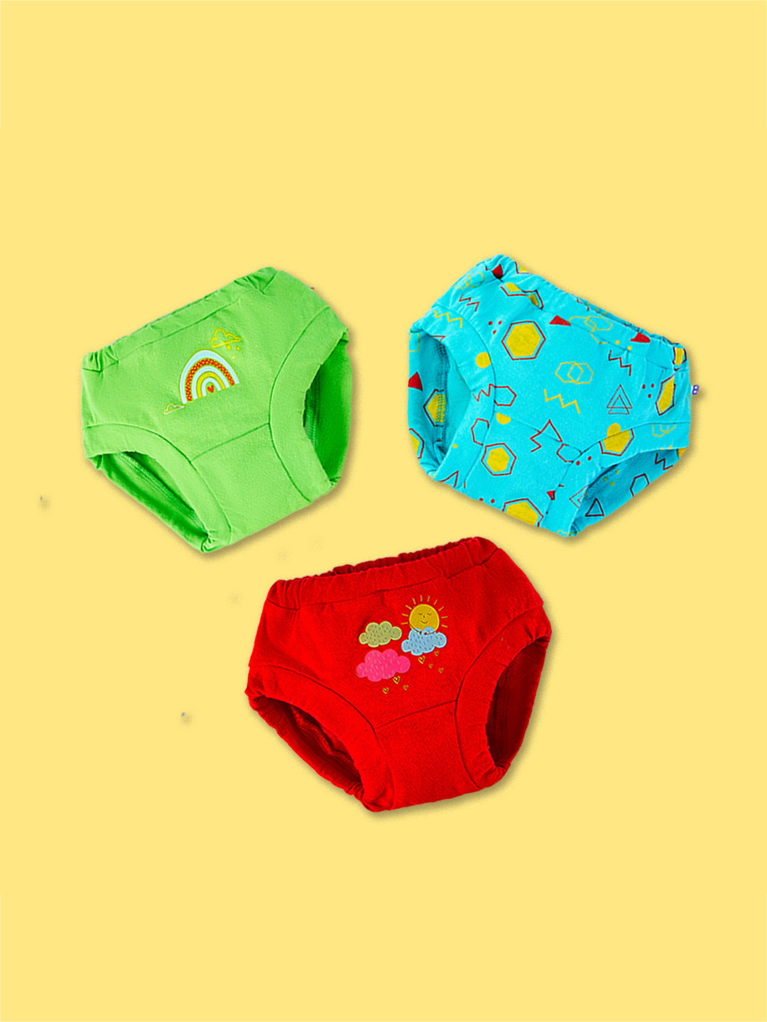 SuperBottoms Unisex Basic 100% Cotton Briefs for Kids Breathable & Soft Underwear 3 Pcs