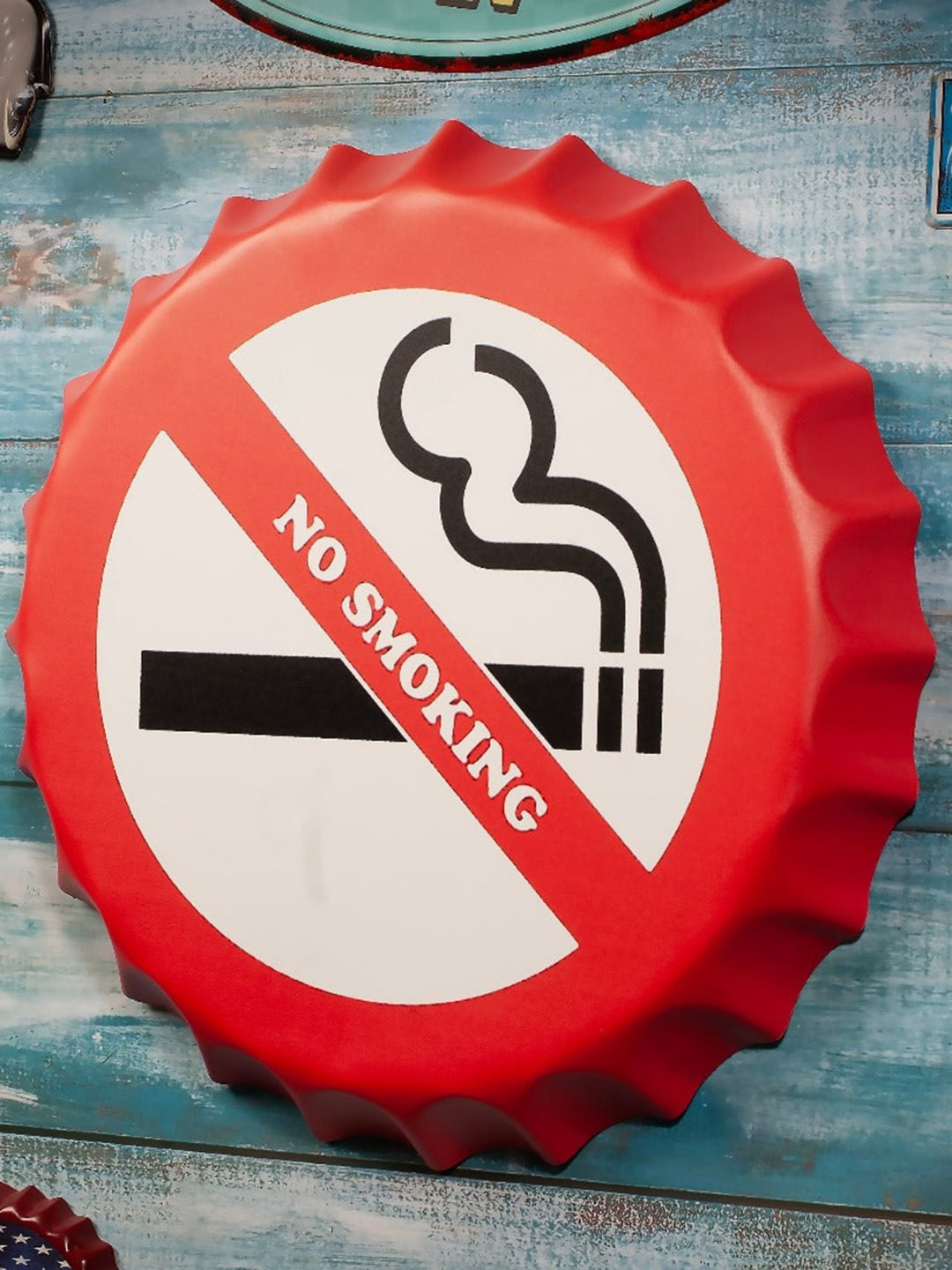 eazy wagon White & Red Bottle Caps Printed Metal Wall Hangings