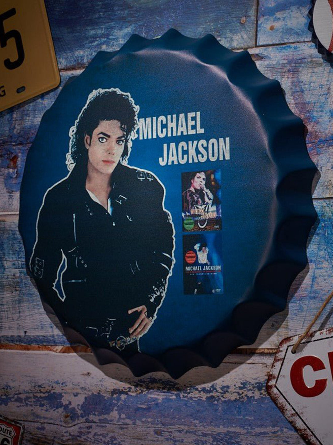 eazy wagon Bottle Caps sign - Michael Jackson Blue Metal Matte Hall Signs and Plaques-14In