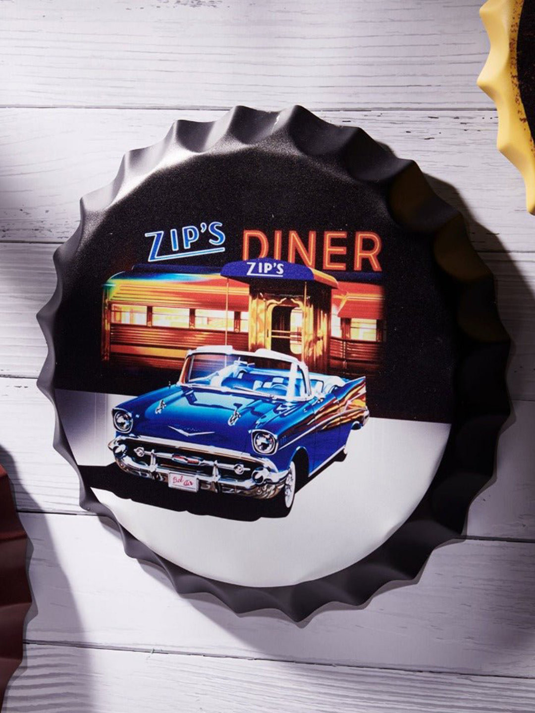 eazy wagon Bottle Caps sign - Zip's Diner Metal Matte Hall Signs and Plaques-14In