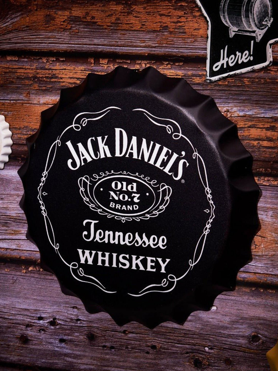 eazy wagon Black & White Bottle Caps Printed Metal Wall Hangings