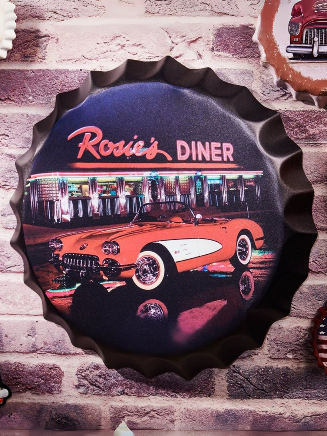 eazy wagon Bottle Caps sign - Rosie's Diner Metal Matte Hall Signs and Plaques-14In