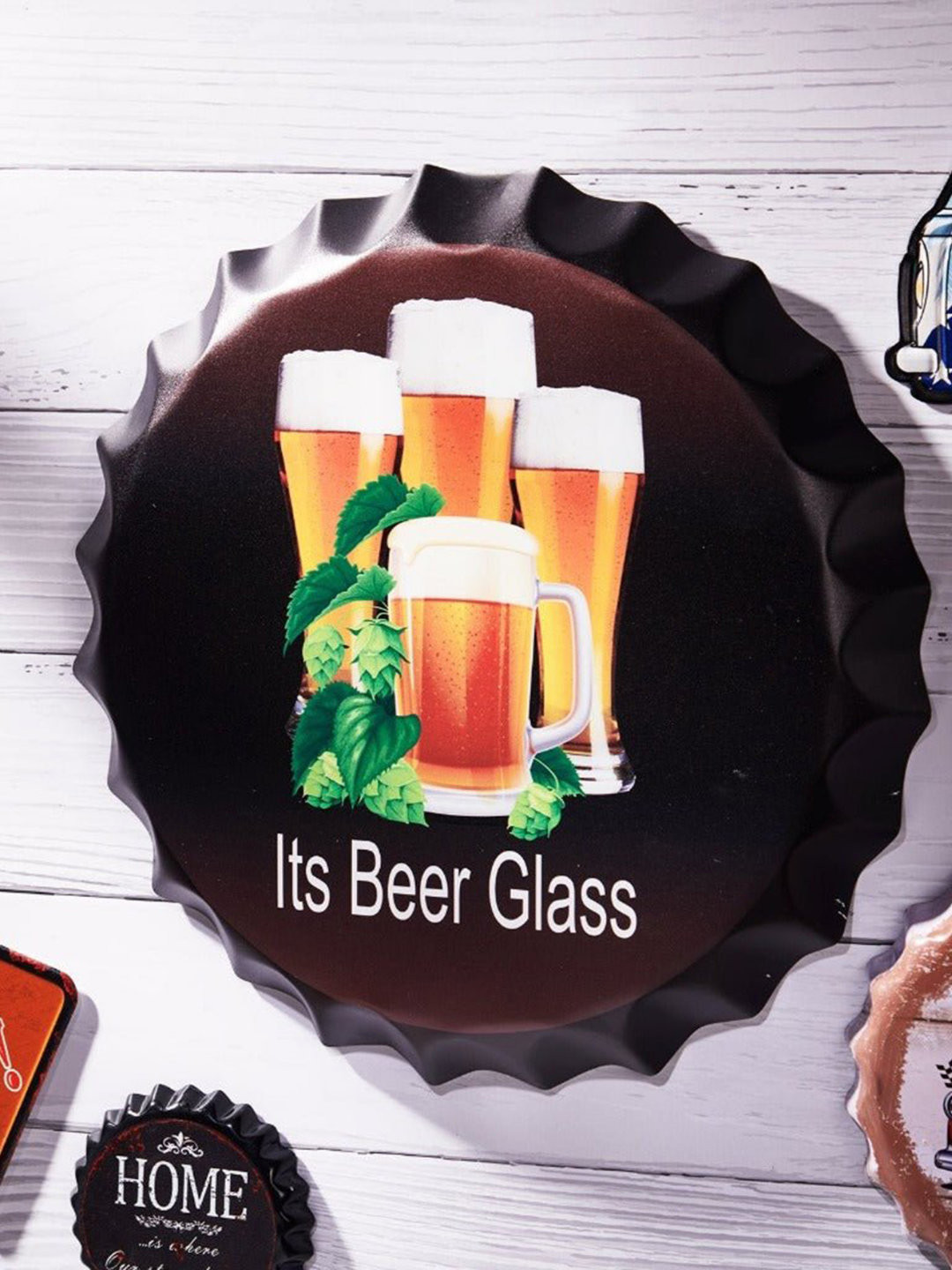 eazy wagon Bottle Caps sign - Its Beer Glass Metal Glossy Hall Signs and Plaques-14In