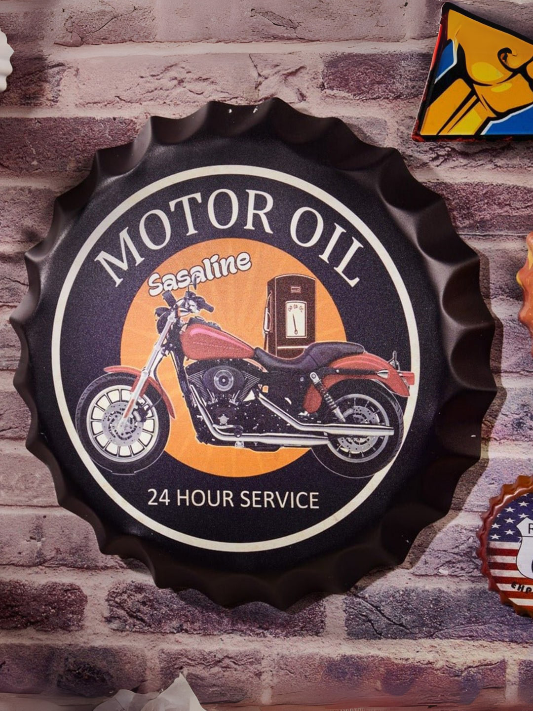 eazy wagon Bottle Caps sign - Motor Oil Sasaline Metal Matte Hall Signs and Plaques-14In